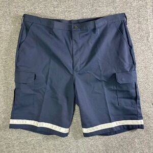 Red Kap Work Uniform Shorts Mens 44x12 Navy Blue Cargo Pockets Reflective Stripe